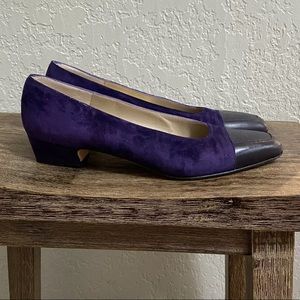 Salvatore Ferragamo Purple Suede Leather Cap Toe Pumps Size 8 AAA
